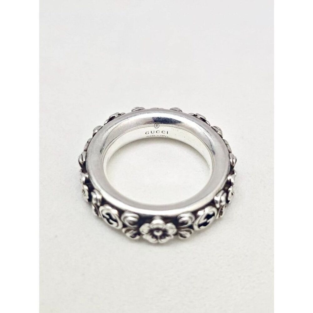 Gucci Interlocking G Flower Band Ring Size 7